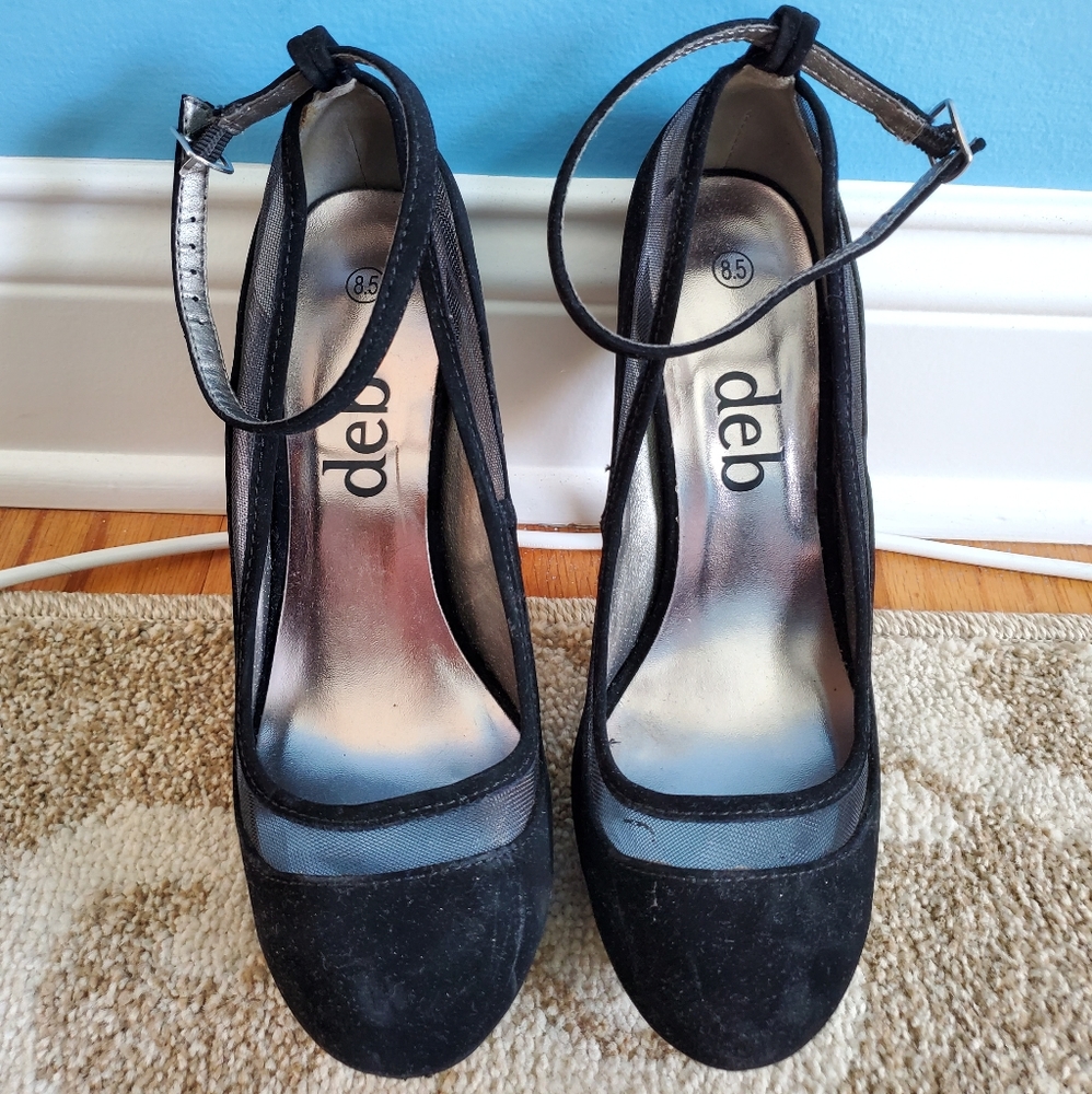 Black suede heels